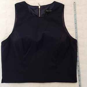 WHBM Navy blue top, zip back top